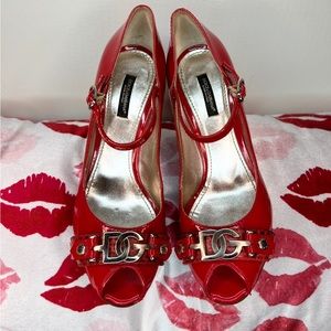 Dolce & Gabbana RARE Red Patent Leather Heels like new condition.
